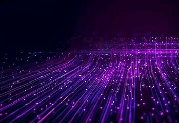 closeup purple lot lights digital domain fiber optics virtual networks long flowing fabric light rays luminous grassy background magenta gray bright interiors interconnected