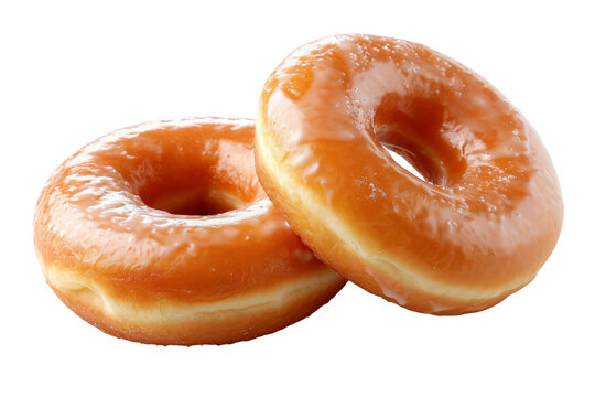 two glazed donut isolated on transparent background With clipping path. cut out. 3d render