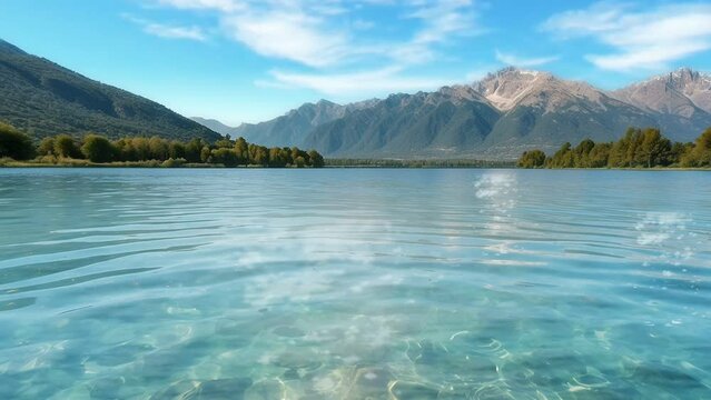 lake in the mountains, seamless looping 4k animation video background 