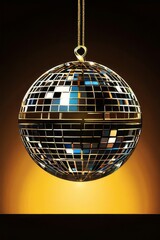 Obraz premium silver disco ball , isolated on red background.