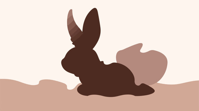 Silhouette of chocolate rabbit with long ears flat
