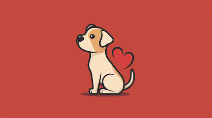Simple minimal dog Love logo design flat cartoon va