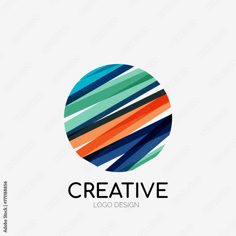 Poster modern abstract logo design. geometric vector art. clean overlapping lines and abstract shapes. perf