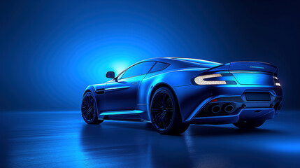 Blue Sport Car look from behind