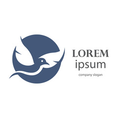 logo design of a flying dove flapping its wings