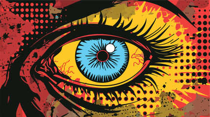 Zombie eye - Halloween halftone mixed media collage