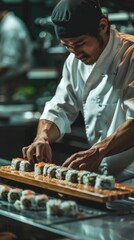 The quiet concentration of a sushi chef