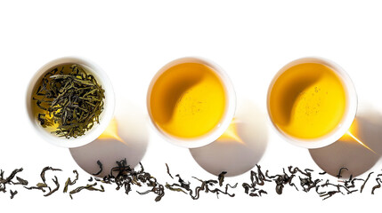 A serene cup of oolong tea on a transparent background, perfect for herbal beverage lovers seeking organic refreshment in traditional Chinese brews, promoting relaxation and wellness. - obrazy, fototapety, plakaty