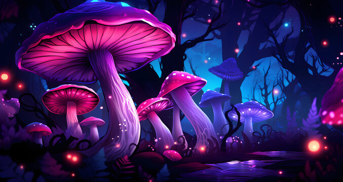 The Mushrooms On The Ground Are Glowing