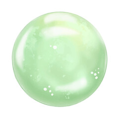 Green soap bubble painted in watercolor on a white background. Vector illustration