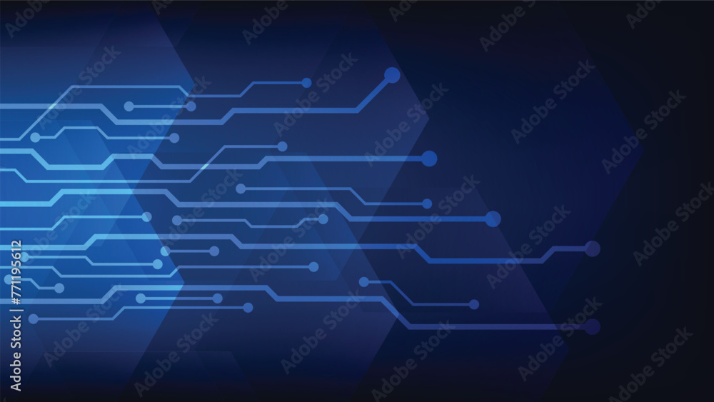 Wall mural circuit board background with blue light. futuristic technology graphic decoration