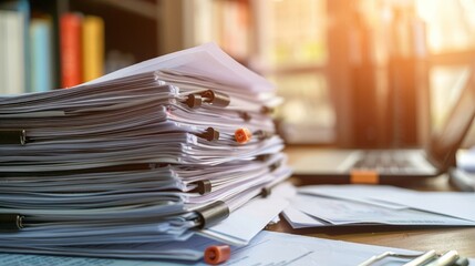 stack of documents on secretary desk were prepared It is legal document for real estate buyers to be used as evidence of possession.