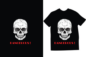 a black t - shirt with a skull on it is displayed.