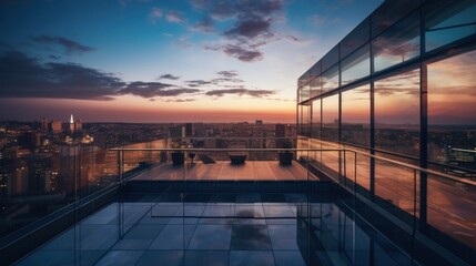 glass wall on the roof top 8k photography, ultra HD - obrazy, fototapety, plakaty