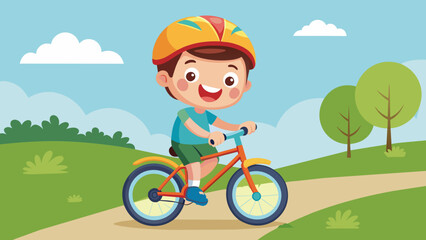 happy cute kid boy riding bike smile happy cute k