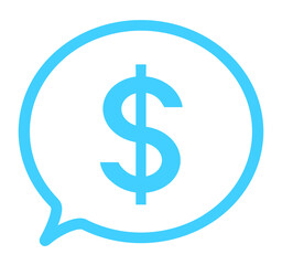 シンプルな水色のドルマークと吹き出し