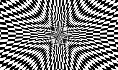 Optical illusion vector background. Simple black and white distorted lines. Opart illustration - 771199417