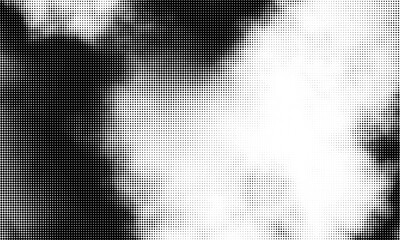 Monochrome gradient halftone dots background. Vector illustration. Abstract grunge dots on black background - 771199624