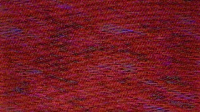 Red TV static texture, analog video feedback glitch art pattern