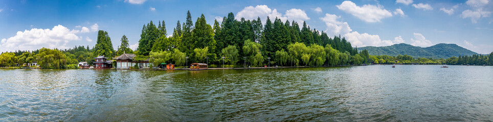 The Beautiful Scenery of West Lake in Hangzhou, China in Summer