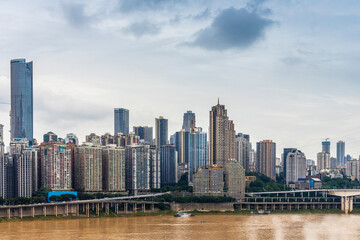 A city lined with skyscrapers, Chongqing, China