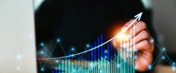 Graph icon for business target goal to growth and financial data statistic analyze marketing...
