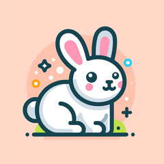 Lovable Bunny Design, Vibrant Outline Vector