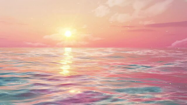 a serene sunrise scene with beautiful sky. dawn breaks on the ocean. seamless looping overlay 4k virtual video animation background