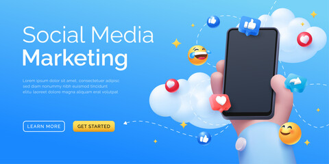 social media seo marketing illustration - obrazy, fototapety, plakaty