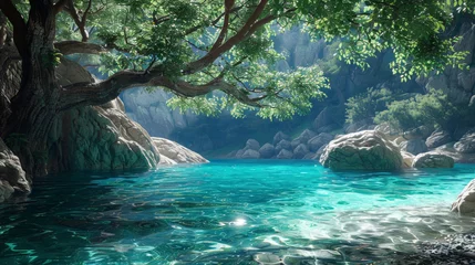 Foto op Plexiglas Lagoon blue in a hidden cove, super realistic tranquil waters, © Anuwat