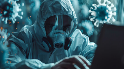 Quarantining infected files, surreal isolation of malware, - obrazy, fototapety, plakaty