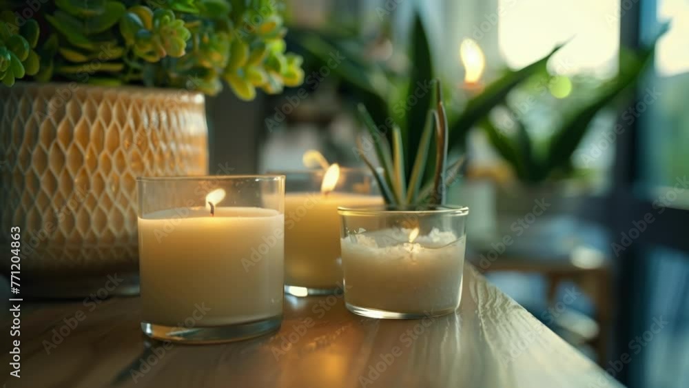 Poster candles and potted plants p throughout the room add a touch of hygge and create a warm and inviting 