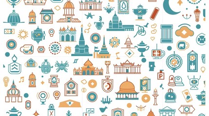 Teal and Coral Landmarks Architecture Wallpaper Background