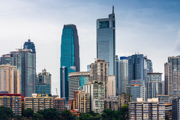 The city center of Chongqing, China is densely populated with high-rise buildings, which are very developed