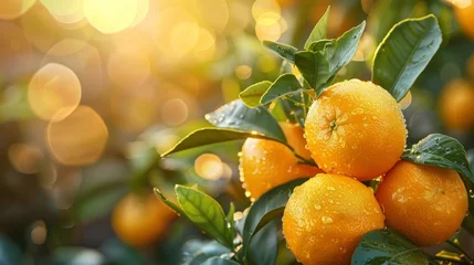 Foto op Plexiglas Bright citrus fruits rich in vitamins, on a sunlit blurred background, © Anuwat