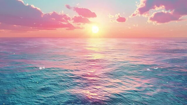 nature background with a beautiful sunrise scene with a calming beach. seamless looping overlay 4k virtual video animation background