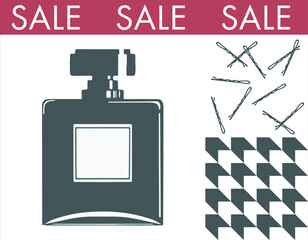 Sale on black friday, cosmetics and perfumes ads