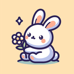 Expressive Rabbit with Bold Lines Vector Graphic