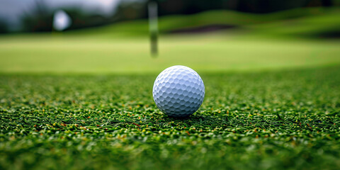 Obraz premium Golf ball on green golf course