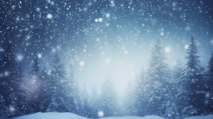 Winter scene,snowfall on blurred background