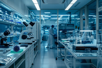 Fototapeta premium Closeup of a microscope in a laboratory