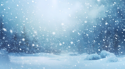 Obraz premium Winter scene,snowfall on blurred background