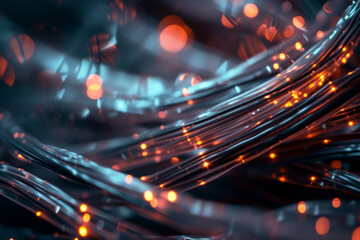 An optical fiber illuminated with lights - obrazy, fototapety, plakaty