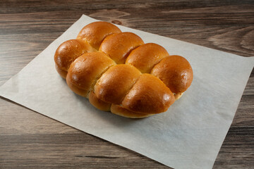 A view of a loaf of butter creme rolls. - obrazy, fototapety, plakaty
