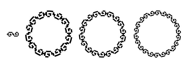 Greek frame, Circle Frame, Decorative border, vintage ornaments with seamless pattern vector illustration