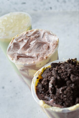 A view of some brulee milk tea drinks.