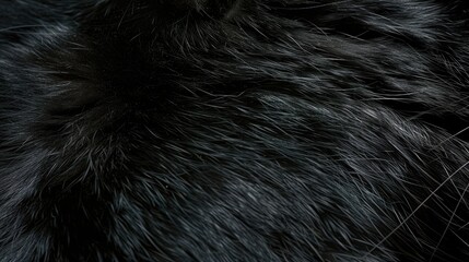 the glossy ebony depths of a panther's fur, each strand shimmering with a mysterious allure. - obrazy, fototapety, plakaty