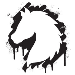 Spray Painted Graffiti horse icon Sprayed isolated with a white background.