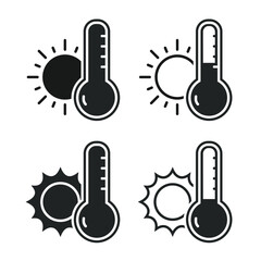 High temperature, heat warning icon. Illustration vector