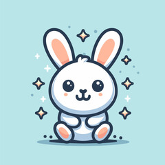 Cute Bunny with Distinctive Outline, Vector Graphic